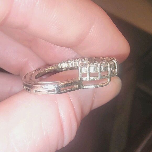 Sterling Silver Open Heart slide Pendant w Round & Baguette Diamonds signed JG - Picture 7 of 16